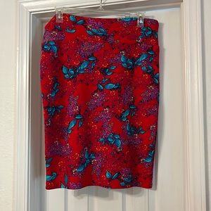 LulaRoe Cassie Pencil Skirt Red Floral Size 2XL